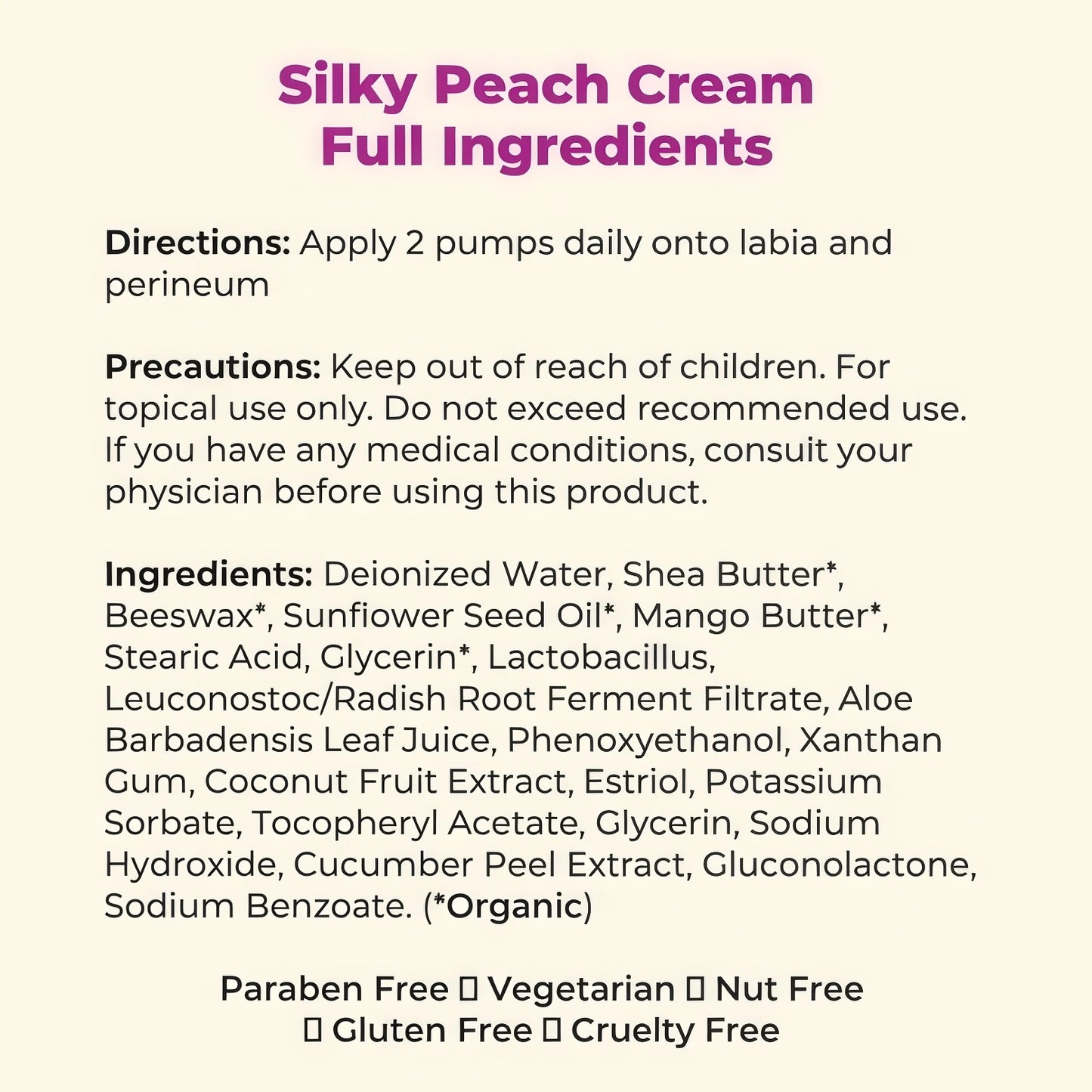 Parlor Games Silky Peach Cream Bioidentical Estriol Cream for Women